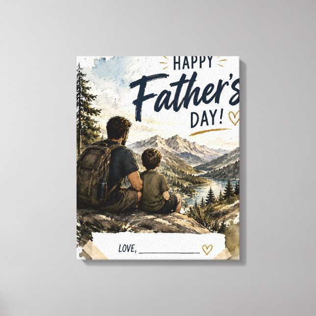 Personalized Father Son Mountain Canvas Print (Front)