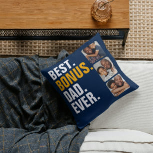 Personalized Fathers Day Best Bonus Dad Ever Throw Pillow