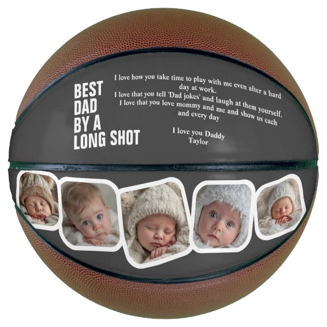 Personalized Fathers Day Best Dad By A Long Shot Basketball (Front)