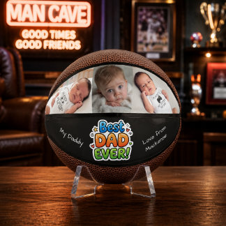 Personalized Father's Day Best Dad Ever Photo Mini Basketball