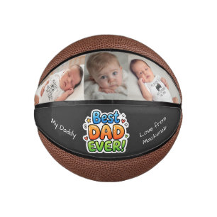 Personalized Father's Day Best Dad Ever Photo Mini Basketball