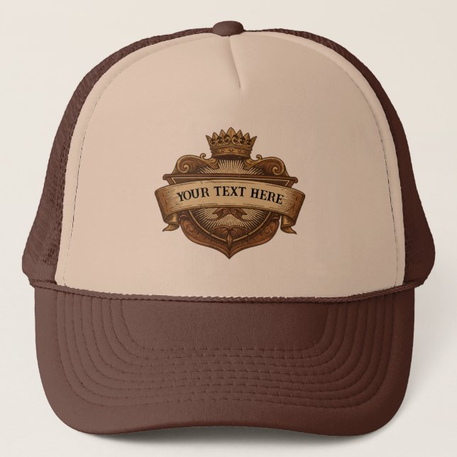 Personalized Father's Day Crown & Shield  Trucker Hat (Front)