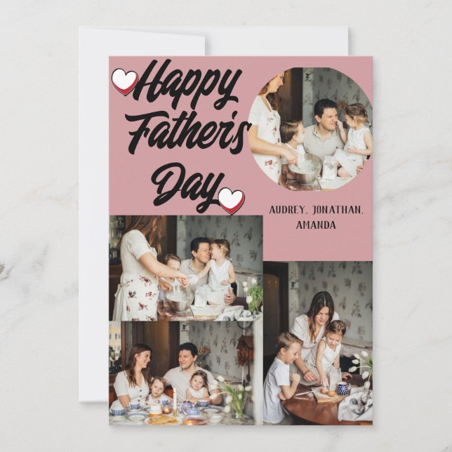 Personalized father's Day, Four photo collage Holiday Card (Front)