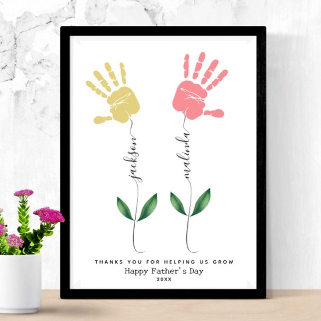 Personalized Father's Day Handprint flower Art Poster (Creator Uploaded)