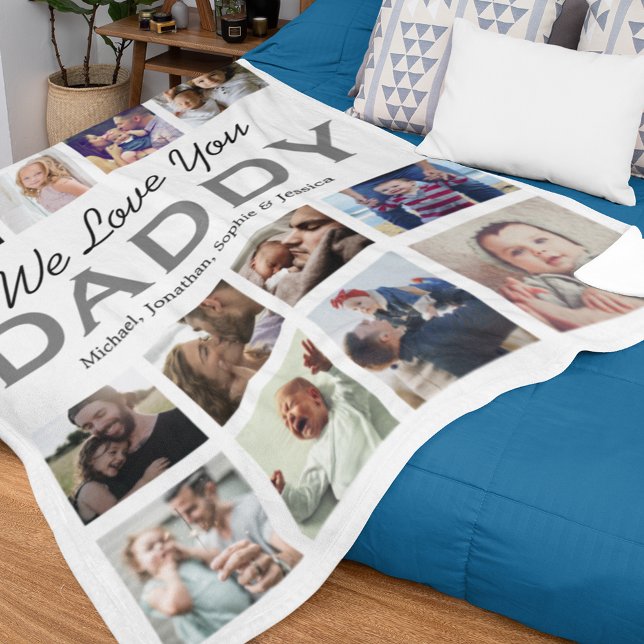 Personalized Fathers Day Photo Collage Fleece Blanket (Creator Uploaded)