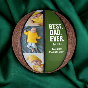 Personalized Fathers Day Photo Gift Best Dad Ever Mini Basketball
