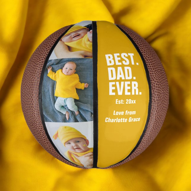 Personalized Fathers Day Photo Gift Best Dad Ever Mini Basketball (Creator Uploaded)