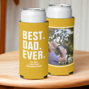 Personalized Fathers Day Photo Gift Best Dad Ever Seltzer Can Cooler