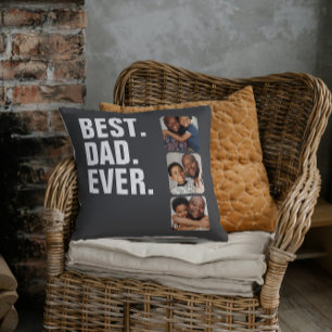 Personalized Fathers Day Photo Gift Best Dad Ever Throw Pillow