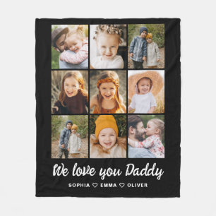 Personalized Fathers Day Photo Instagram Collage Fleece Blanket