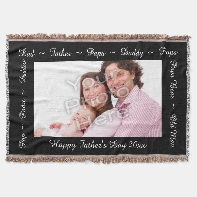 Personalized Father's Day Photo Throw Blanket (Front)