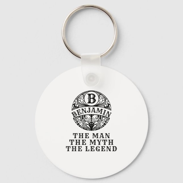 Personalized Fathers day   the man the myth legend Keychain (Front)
