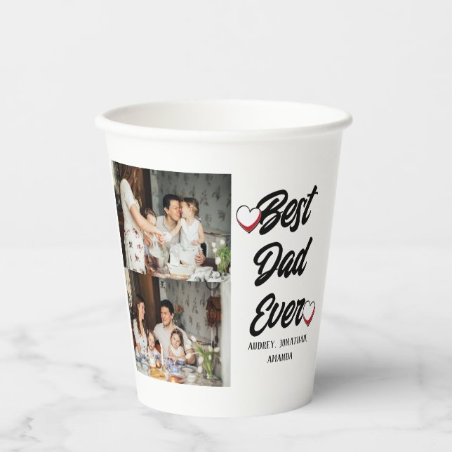 Personalized father's Day, two photo collage gift Paper Cups (Front)
