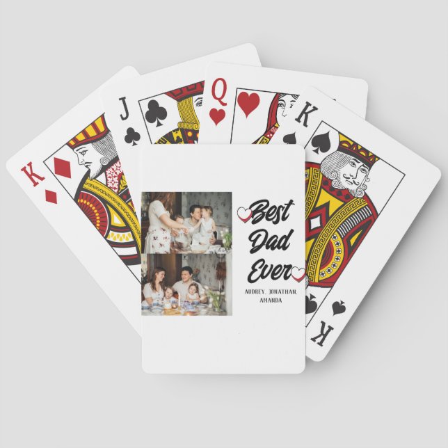 Personalized father's Day, two photo collage gift Playing Cards (Back)