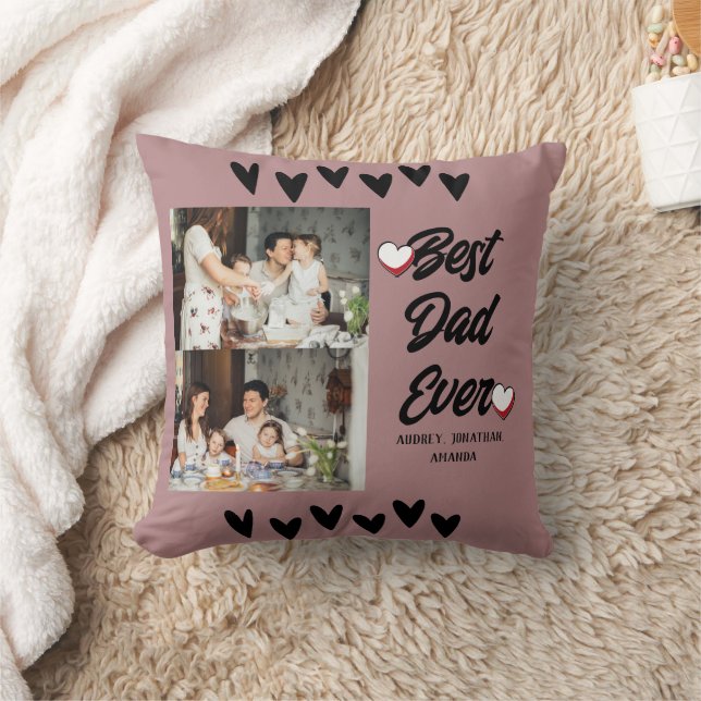 Personalized father's Day, two photo collage gift Throw Pillow (Blanket)