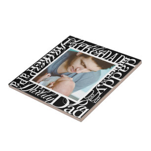 Personalized Father's Day Word Collage Black Tile