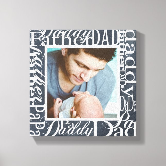 Personalized Father's Day Word Collage Chalkboard Canvas Print (Front)