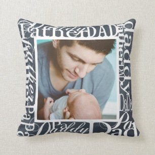 Personalized Father's Day Word Collage Chalkboard Throw Pillow