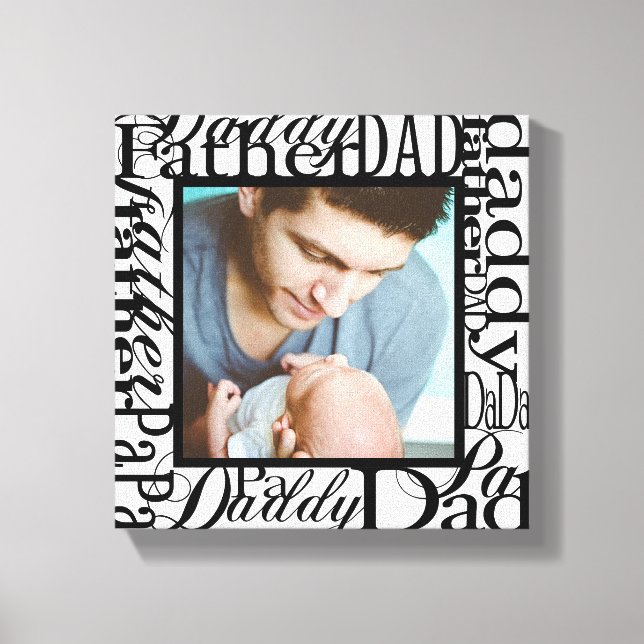 Personalized Father's Day Word Collage White Canvas Print (Front)