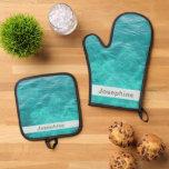 Personalized Faux Blue Water Oven Mitt & Pot Holder Set<br><div class="desc">Personalized Faux Blue Water Oven Mitt & Pot Holder Set</div>