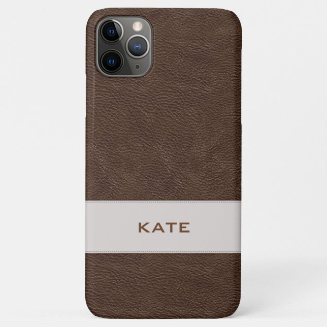 Personalized Faux Brown Leather Case-Mate iPhone Case (Back)