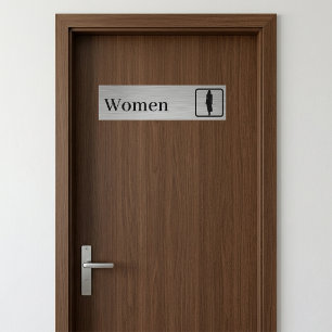 Personalized Faux Brushed Aluminum Restroom Signs Bumper Sticker