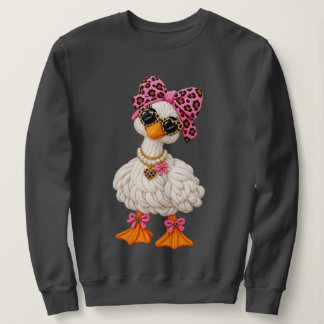 Personalized Faux Crochet Silly Goose Pink Coquett Sweatshirt
