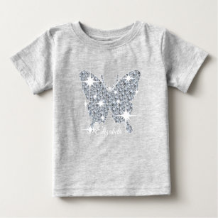 personalized faux diamond sparkle butterfly baby T-Shirt