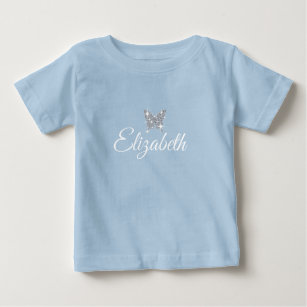 personalized faux diamond sparkle butterfly  baby T-Shirt