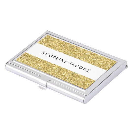 Personalized Faux Glitter Business Card Case