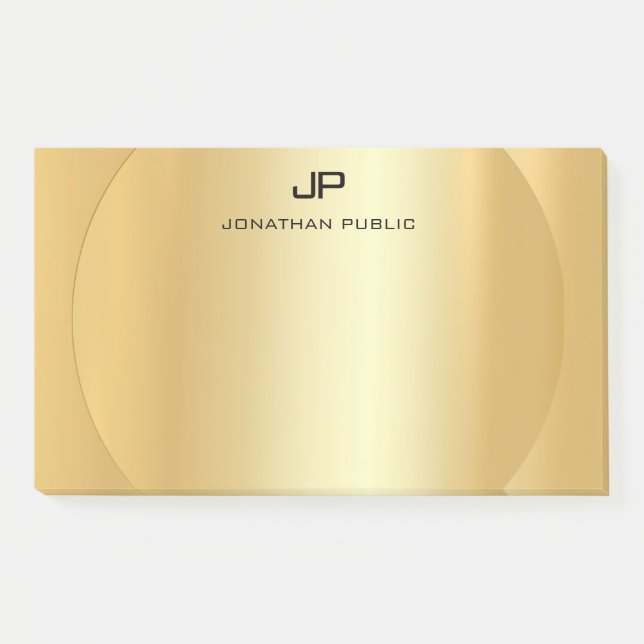 Personalized Faux Gold Elegant Modern Monogram Post-it Notes (Front)
