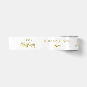 Personalized Faux-Gold Foil Merry Christmas Satin Ribbon