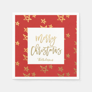 Personalized Faux Gold Foil Script Holiday Party Napkin