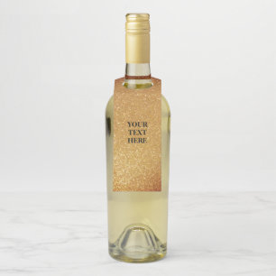 Personalized faux gold glitter print paper bottle tag