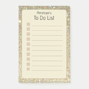 Personalized Faux Gold Glitter & Yellow 4x6" Post-it Notes