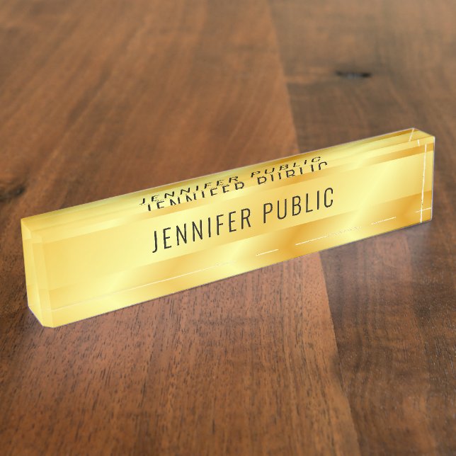 Personalized Faux Gold Metallic Look Nameplate (Side)