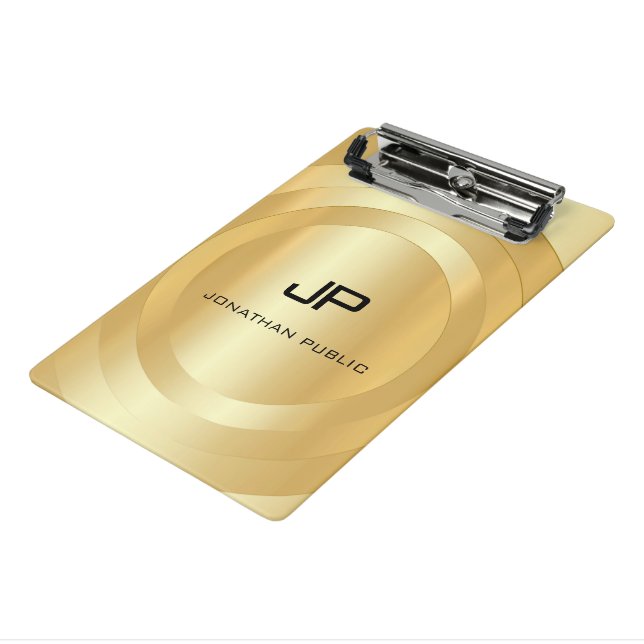 Personalized Faux Gold Monogram Template Elegant Mini Clipboard (Angled3)