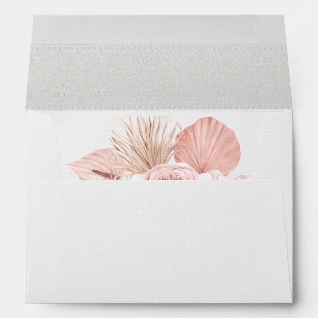 Personalized Faux Lace Boho Florals Script Name  Envelope (Back (Bottom))