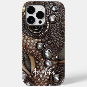 Personalized Faux Leather Abstract Minimalist  Case-Mate iPhone 14 Pro Max Case