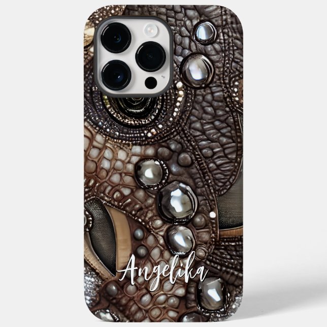 Personalized Faux Leather Abstract Minimalist  Case-Mate iPhone Case (Back)