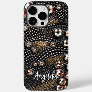Personalized Faux Leather Abstract Minimalist Case-Mate iPhone 14 Pro Max Case