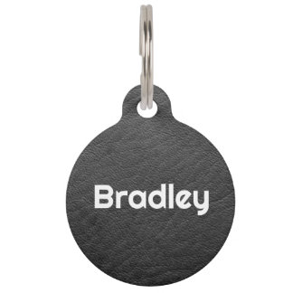 Personalized Faux Leather Black Pet Tag