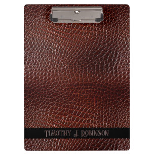 Personalized Faux Leather Brown Embossed Clipboard
