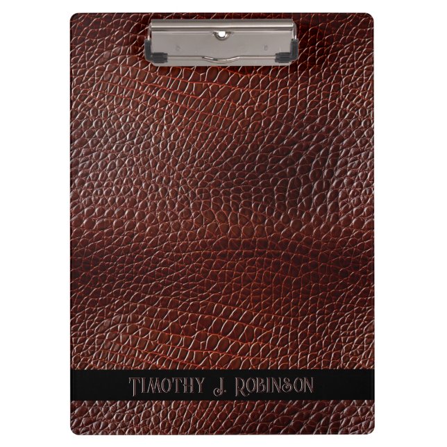 Personalized Faux Leather Brown Embossed Clipboard (Front)