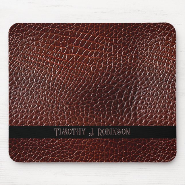 Personalized Faux Leather Brown Embossed Mouse Pad (Front)
