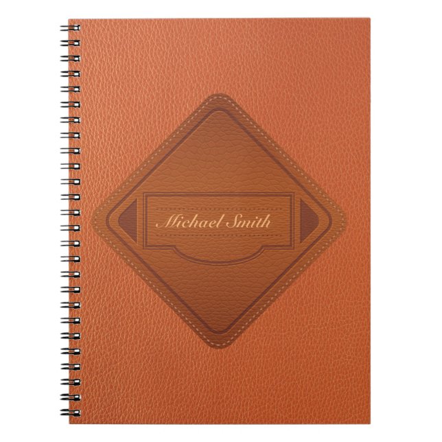 Personalized Faux Leather Brown Notebook (Front)