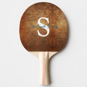 Personalized Faux Leather Family Name Monogram  Ping Pong Paddle