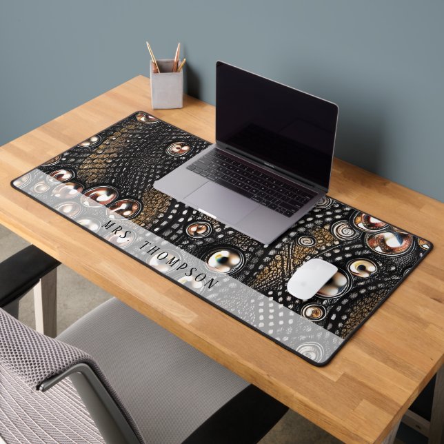 Personalized Faux Leather Rhinestone Desk Mat (Office 2)