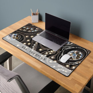 Personalized Faux Leather Rhinestone Desk Mat
