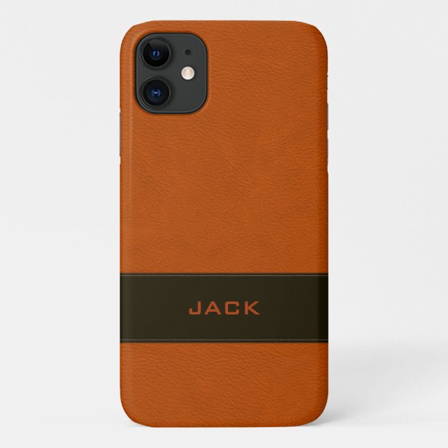 Personalized Faux Orange Leather Case-Mate iPhone Case (Back)